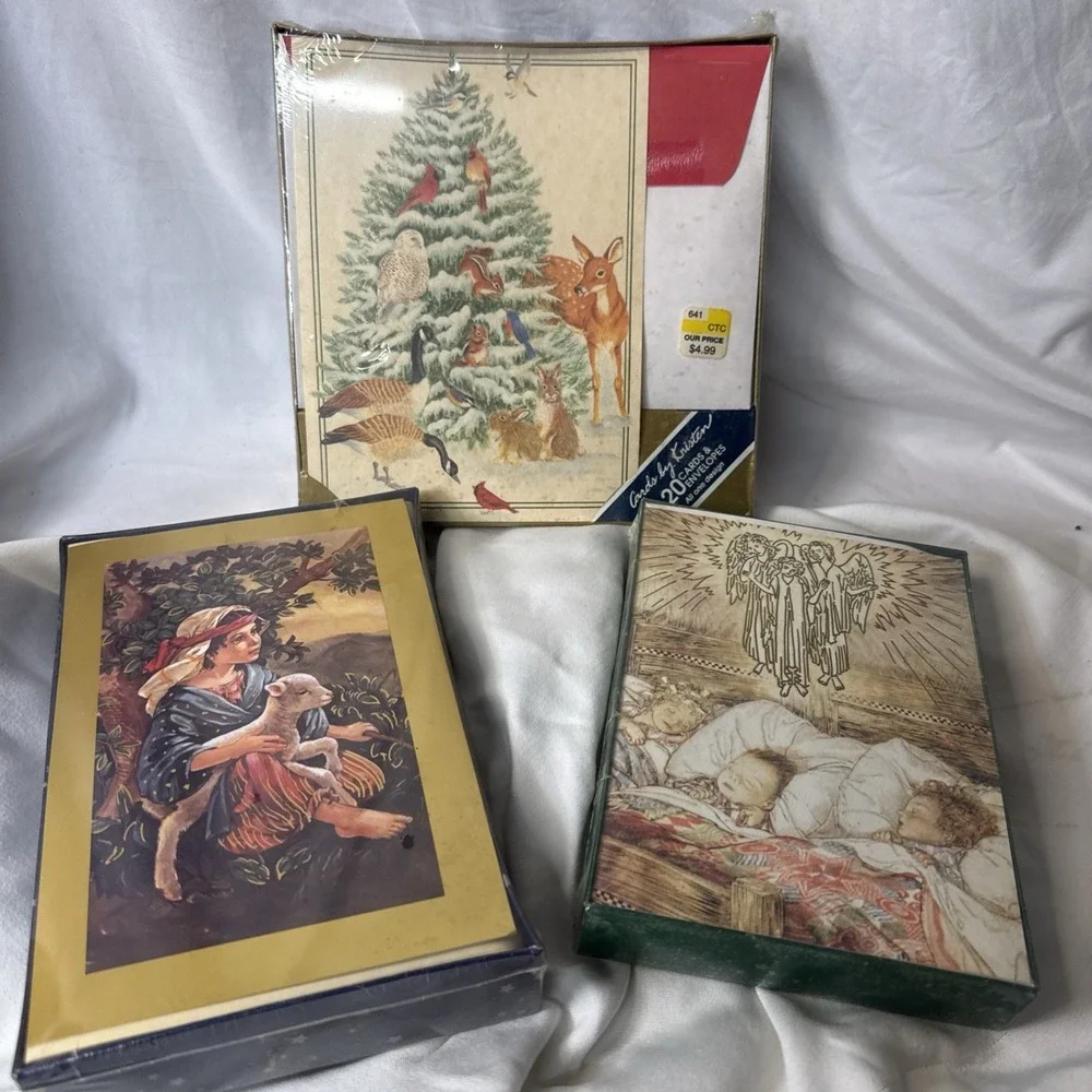 Burgoyne Christmas Cards Sealed Box  Lot Of 60 W/Envelopes Plus Mark Seals VTG